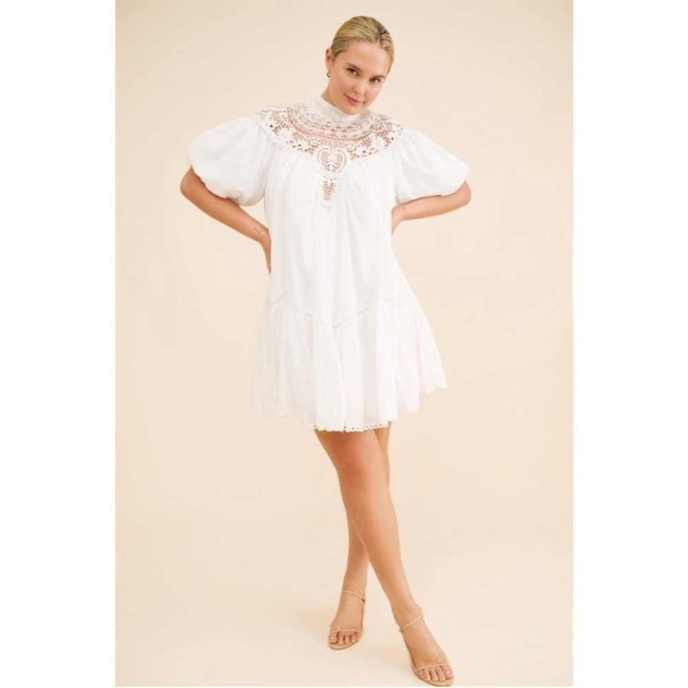 Anthropologie high neck lace tunic dress ivory size 1X new